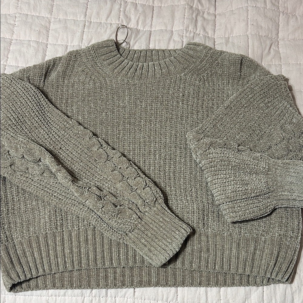 Pink Rose Brown Cable Knit Sweater